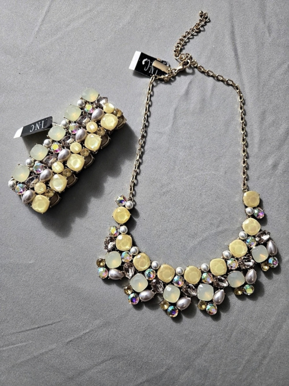 INC Jeweled Necklace & Bracelet Set in Gold